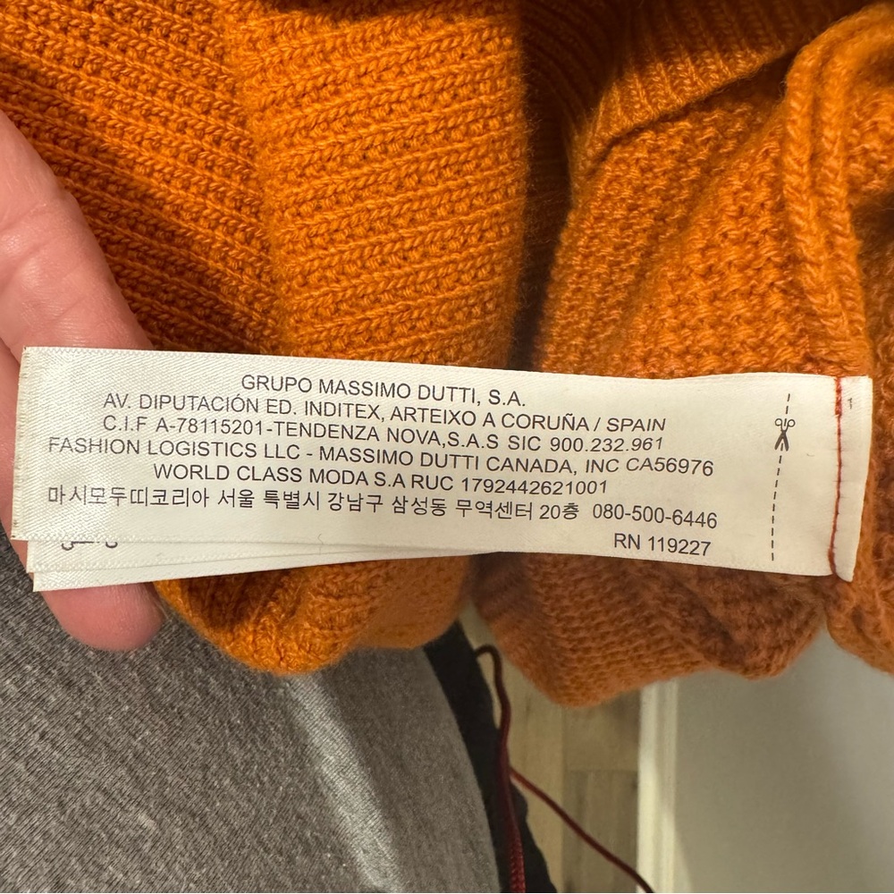 Massimo Dutti Burnt Orange Wool Blend Cowl Neck Sweater – M/L | Made in Spain - Picture 10 of 10